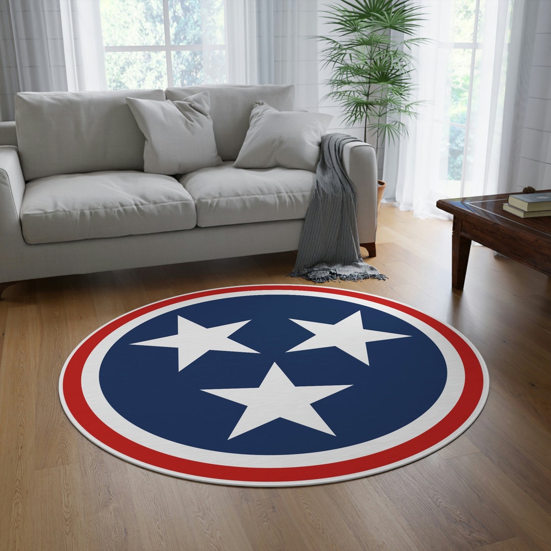 Round Tennessee Tristar Area Rug, Nashville, Memphis, Knoxville Etsy