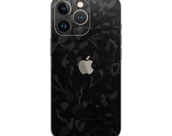 Apple iPhone 15 14 13 12 11 Pro Max Mini - Black Green Camo Camouflage Vinyl Skin Wrap High-quality Film Skins Gift Ideas Christmas Gadget