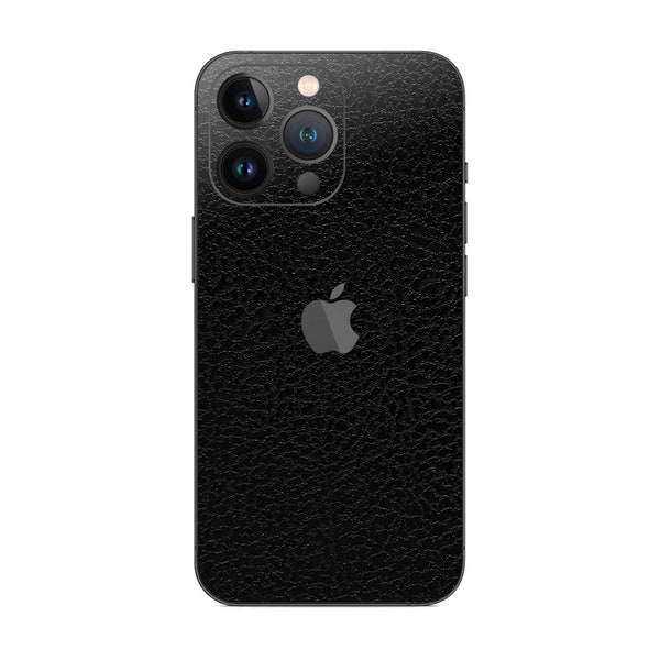 Apple iPhone 14 13 12 11 Pro Max Mini - Cuir Vinyle Skin Wrap Noir Blanc Marron Film De Haute Qualité Skins Idées Cadeaux Gadget de Noël