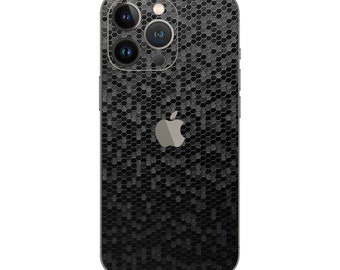 Apple iPhone 14 13 12 11 Pro Max Mini - Black Navy Honeycomb Vinyl Skin Wrap High-quality Film Skins Gift Ideas Christmas Gadget