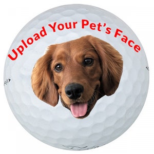Pack of 4 &quot;Your Pet&#39;s Face Golf Balls&quot; - Pack of 12 Personalized Face Golf Balls - Printed on Recycled Clean Golf Balls