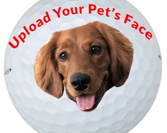 Pack of 4 "Your Pet's Face Golf Balls" - Pack of 12 Personalized Face Golf Balls - Printed on Recycled Clean Golf Balls
