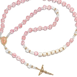 Custom Pink and Gold name rosary or family rosary add up to 5 names.