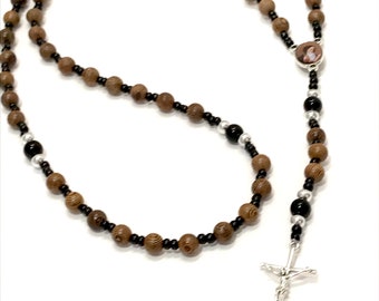 Men’s rosary wooden Option to personalize  name rosary