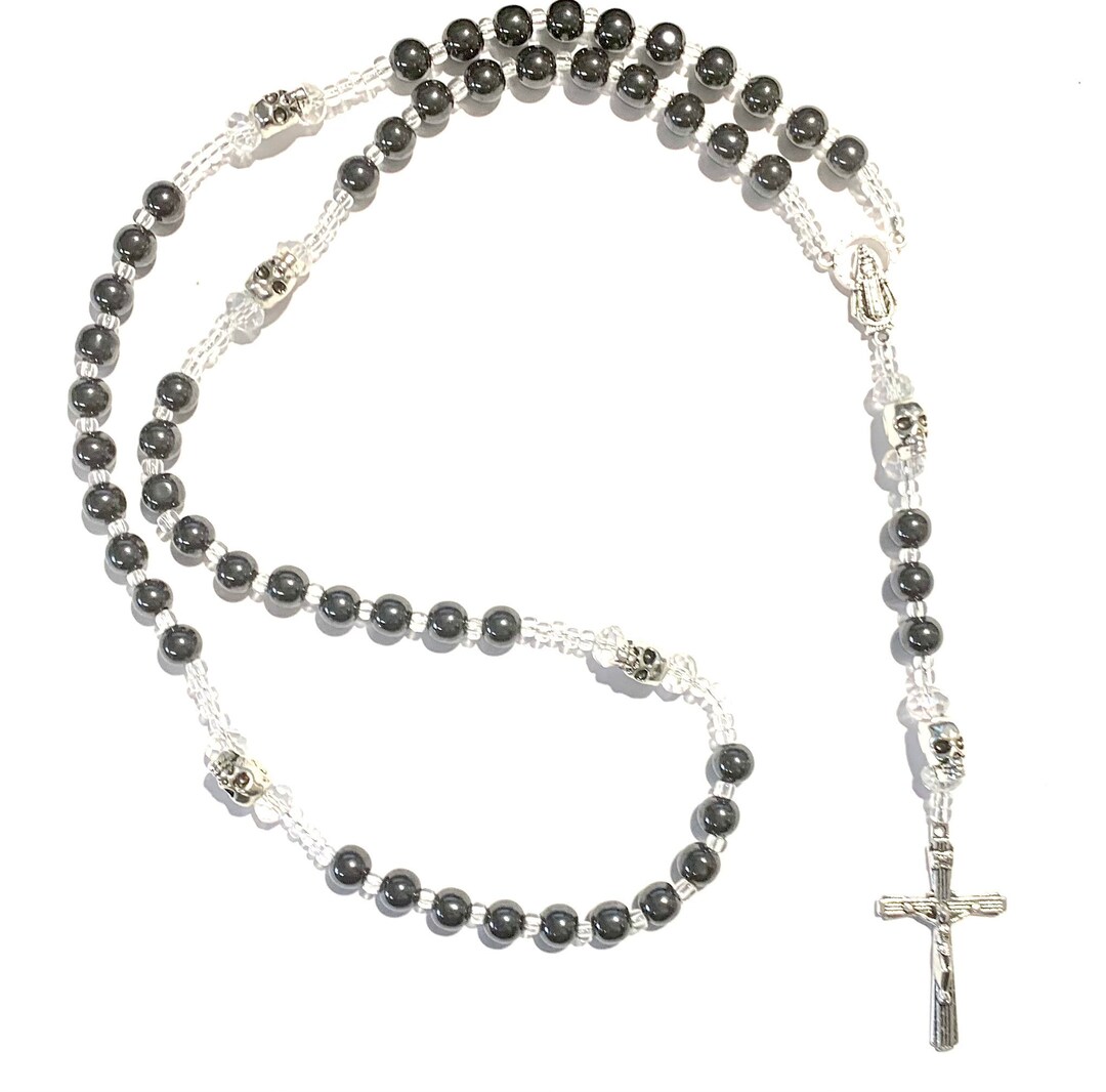 Metal Skull Rosary Day of the Dead Name Rosary Etsy