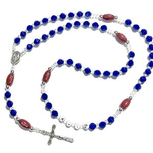 Personalized name rosary Boys blue football rosary image 3