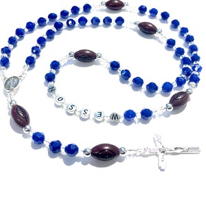 Personalized name rosary Boys blue football rosary image 6