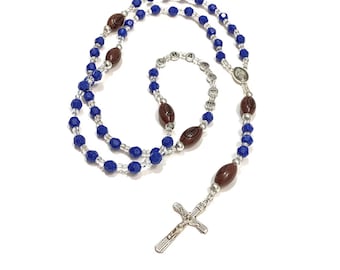 Personalized name rosary Boys blue football rosary