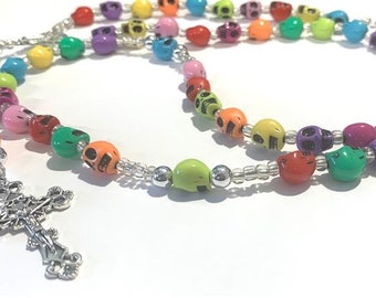 Sugar Skull Day of the Dead Rosary personalized