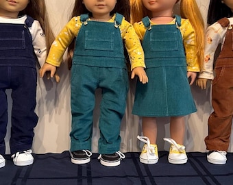 Corduroy Overall with Knit Top-Fits American Girl dolls and 18 inch dolls