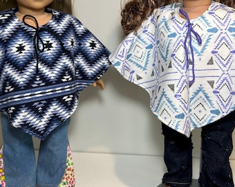Handmade Flannel Poncho for 18" American Girl Dolls
