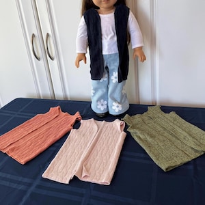 Handmade 70s Style Knit Doll Vest: Fits 18" American Girl Dolls Bild 1