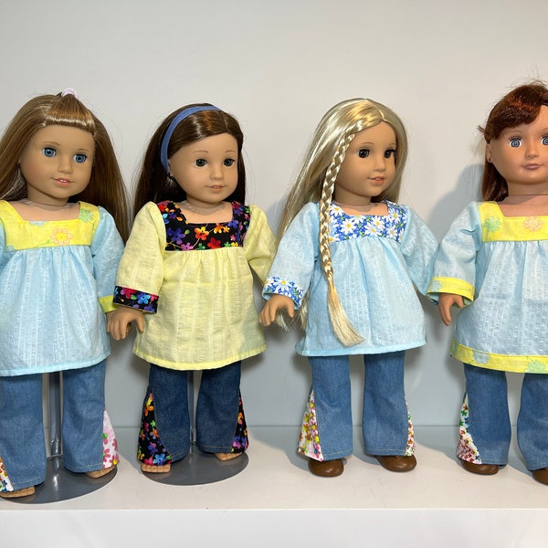 70's Peasant Shirt and Bell Bottom Jeans-Fits American Girl Dolls and other 18" inch dolls
