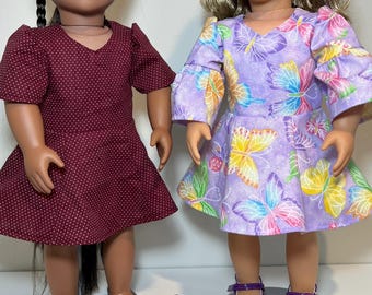 Handmade 70s Style Doll Dress: Angel or Bell Sleeves, Fits 18" Dolls