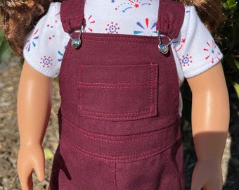 Summer Fun Overall Skirt - Fits American girl dolls and other 18 inch dolls