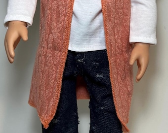 Handmade 70s Style Knit Doll Vest: Fits 18&quot; American Girl Dolls