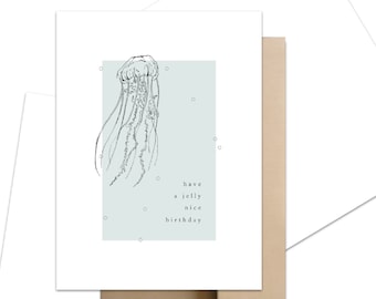 Printable birthday card | Jellyfish birthday card | Digital birthday card | Printable greetings card | Instant digital download PDF