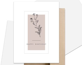 Printable birthday card | Happy birthday card | Printable greeting card | Simple birthday card | Floral card | Instant digital download PDF