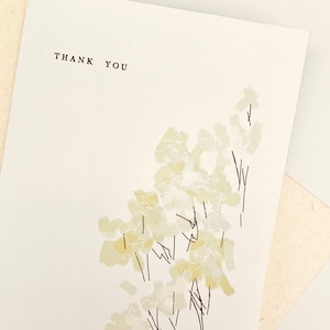 Printable thank you card, minimal green oil pastel floral, instant digital download PDF