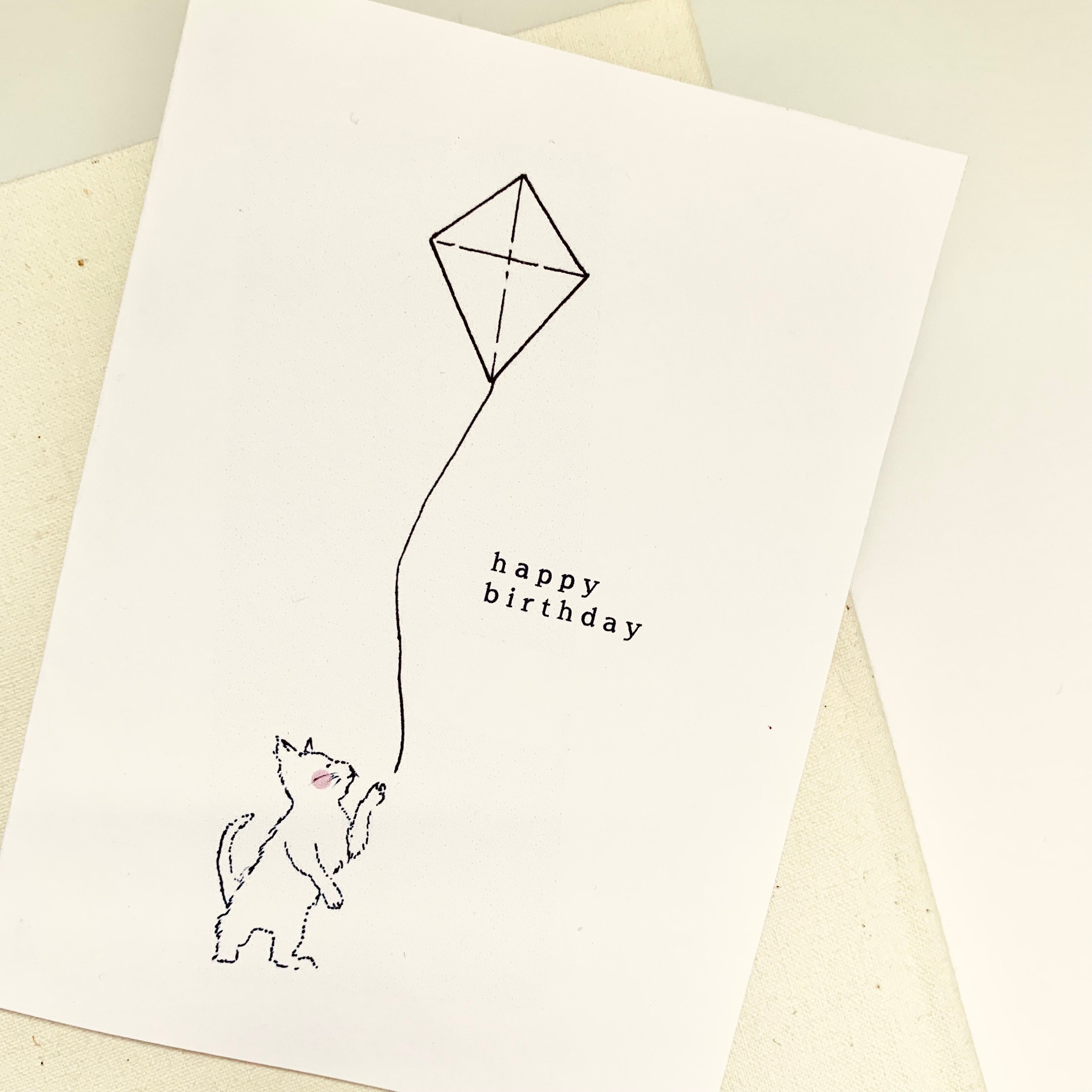 Printable Birthday Card, Minimal Cute Cat, Instant Digital Download PDF ...