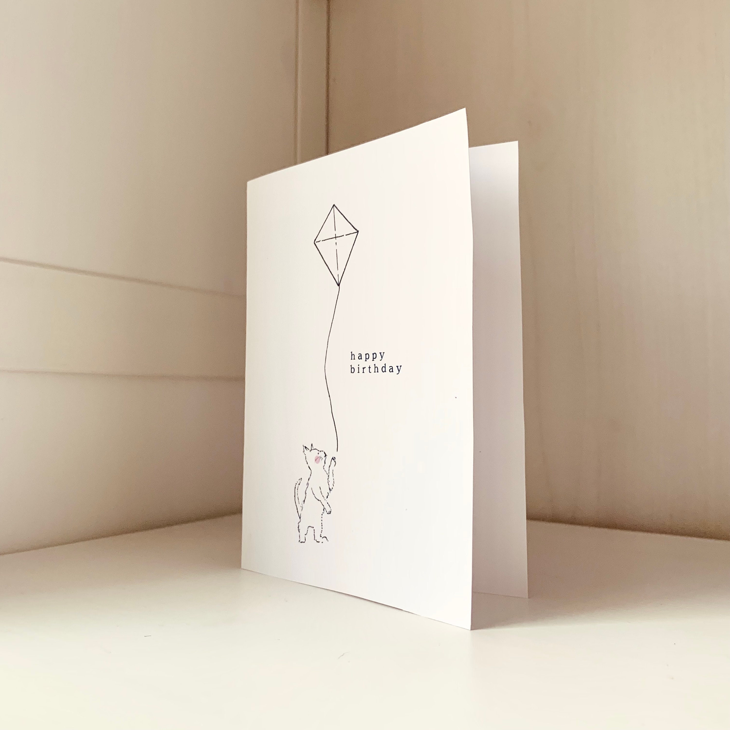 Printable Birthday Card, Minimal Cute Cat, Instant Digital Download PDF ...