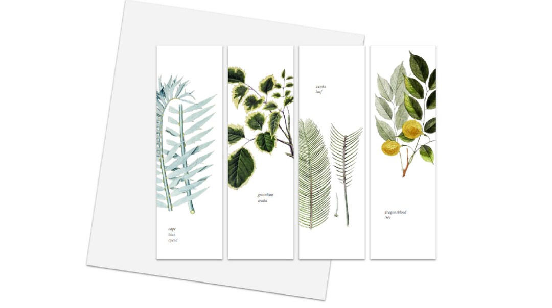 Printable Botanical Bookmarks Plant Bookmarks Digital Etsy