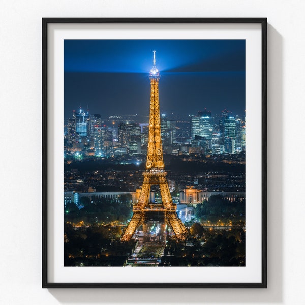 Paris Eiffel Tower Photo Print, City Night Poster, Urban Wall Art from Paris, France