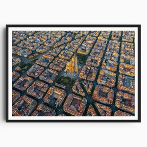 Impression de Barcelone, Art mural d’Espagne, Barcelone, Affiche de Barcelone, Art de Barcelone, Espagne, Art mural, Impressions d’Espagne, Décor d’Espagne, Photographie aérienne