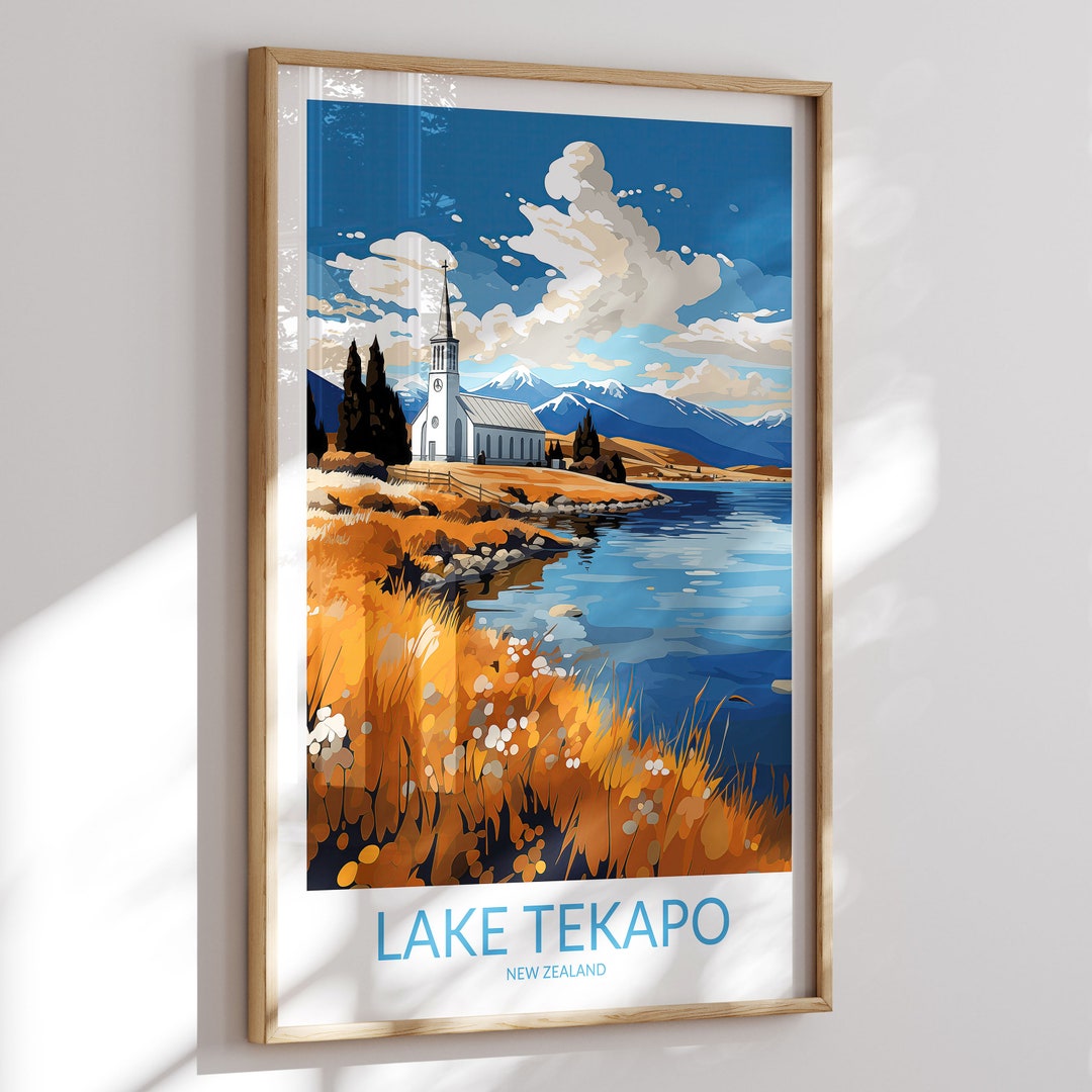 Lake Tekapo Print No 6, Lake Tekapo Wall Art, Lake Tekapo Art Print