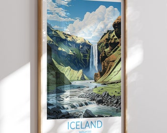 Skogafoss Print No 5, Waterfall Skogafoss Poster, Skogafoss Wall Art, Skogafoss Art Print, Skogafoss Artwork, Traveler Gift, Iceland