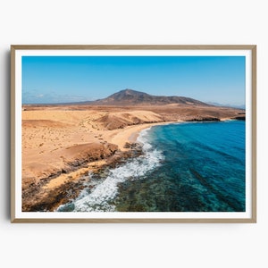 Impresión de viajes de Lanzarote, Arte de la pared de Lanzarote, Impresión de viajes de España, Cartel de Lanzarote, Islas Canarias, Playa de Papagayo, Cartel del océano costero de España