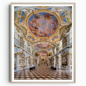 Admont Abbey Library Photo Print, Architecture Austria Travel Poster, Baroque Art, Travel Gift, Wall Art, Home Decor, Original Photography image 1