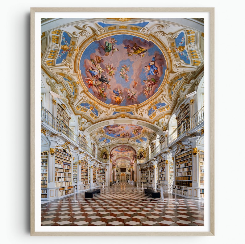 Admont Abbey Library Photo Print, Architecture Austria Travel Poster, Baroque Art, Travel Gift, Wall Art, Home Decor, Original Photography image 1