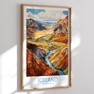 Impresión de Islandia, Landmannalaugar, Cartel de Islandia, Arte de la pared de Islandia, Impresión de arte de Islandia, Obras de arte de Islandia, Regalo de viaje de Islandia, Nórdico