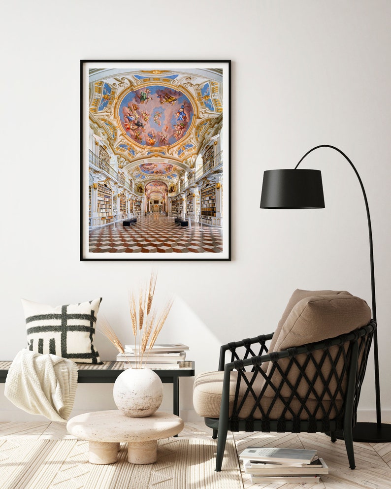 Admont Abbey Library Photo Print, Architecture Austria Travel Poster, Baroque Art, Travel Gift, Wall Art, Home Decor, Original Photography image 2