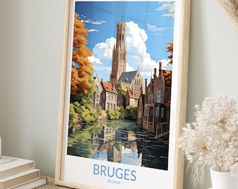 Bruges Print, Bruges Poster, Bruges Wall Art, Bruges Art Print, Bruges Artwork, Bruges Traveler Gift, Belgium, Cathedral