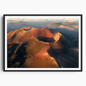 Lanzarote Timanfaya Vulkan Druck, Kanarische Inseln Druck, Lanzarote Reiseposter, Lanzarote Wandkunst, Lanzarote Poster, Luftfotografie