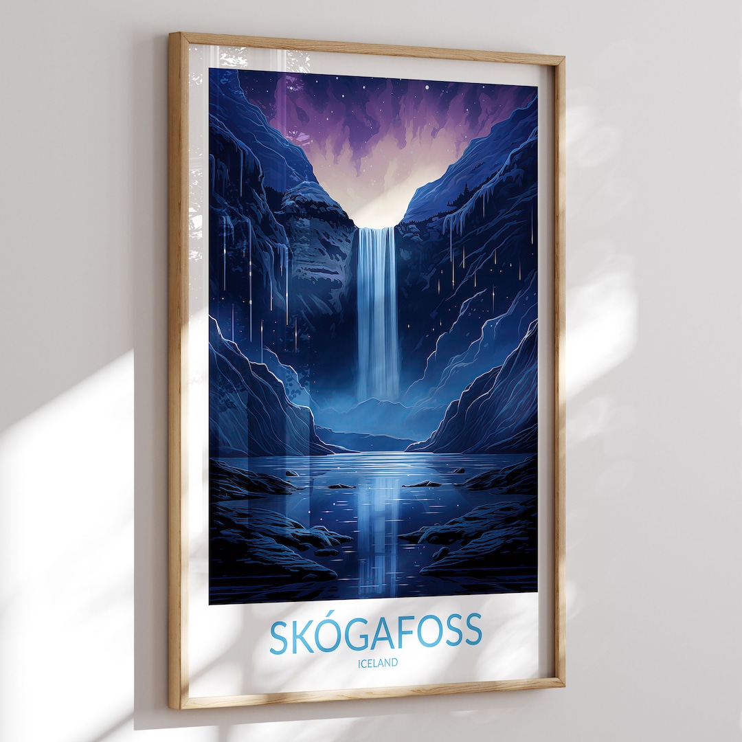 Skogafoss Print No 4, Waterfall Skogafoss Poster, Skogafoss Wall Art ...