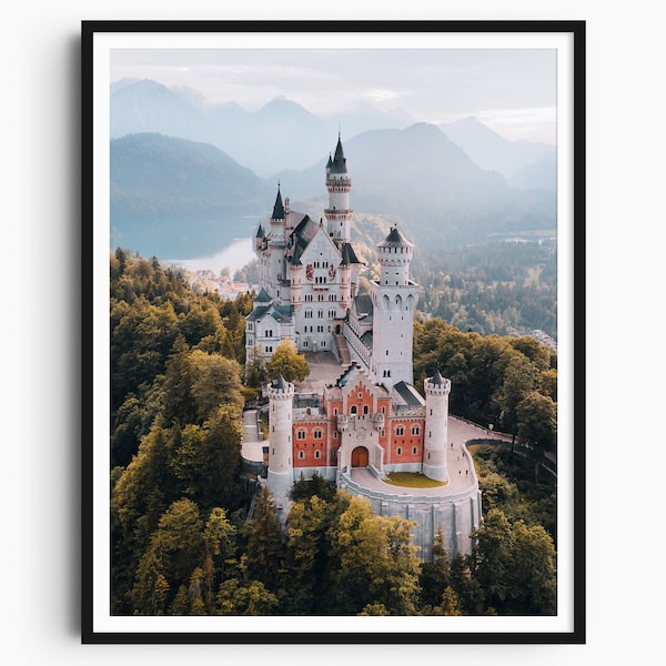 Neuschwanstein Castle Poster Print, Castle Photo Art, Castle Wall Decor, Castle Travel Print, Germany Travel Gift, Bavaria, Alps