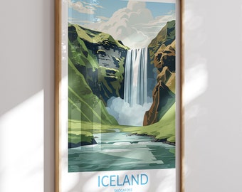 Skogafoss Print No 6, Waterfall Skogafoss Poster, Skogafoss Wall Art, Skogafoss Art Print, Skogafoss Artwork, Traveler Gift, Iceland