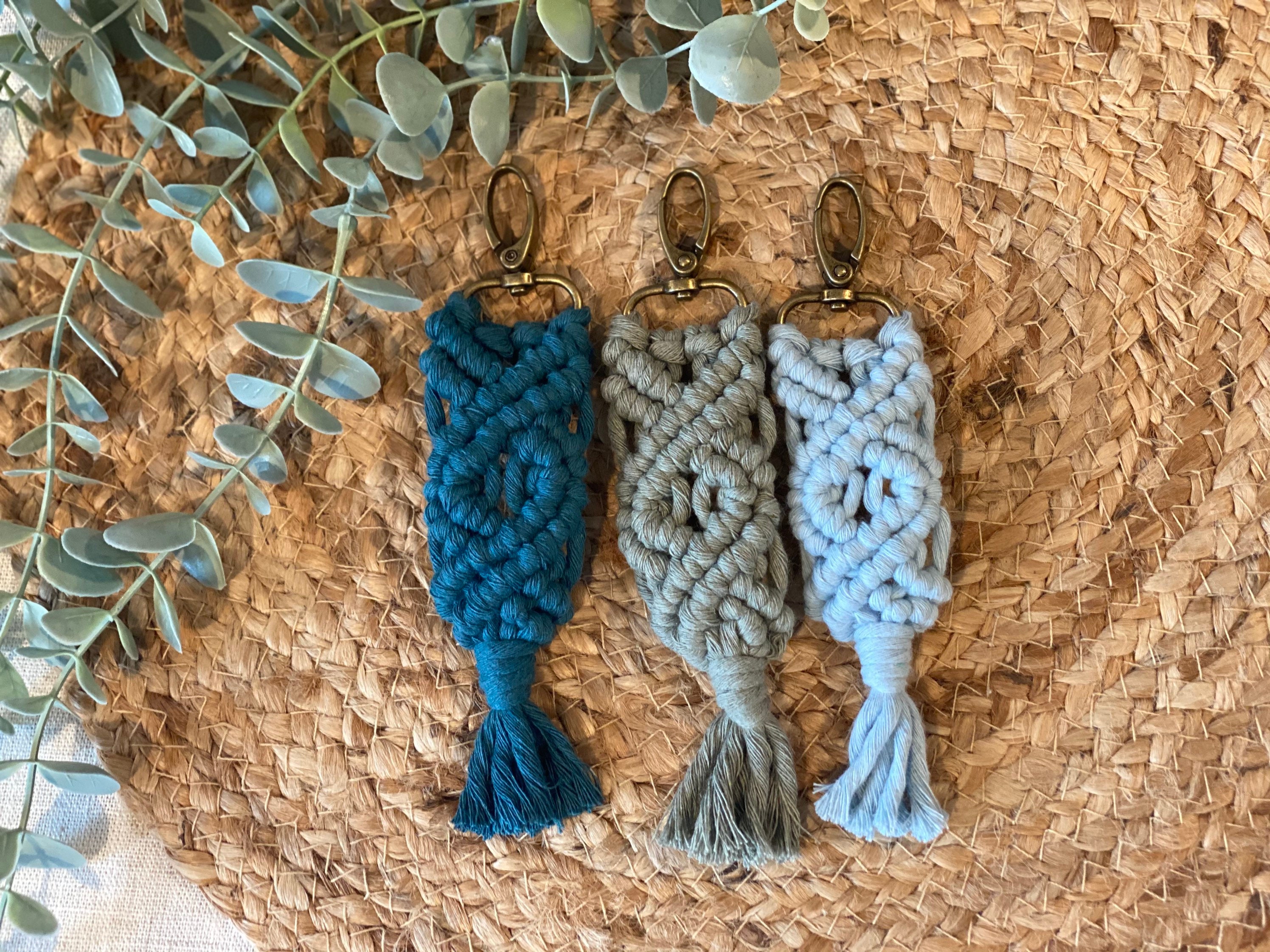 Macrame Double Twist Design Keychains Etsy UK