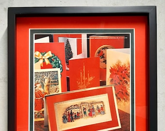 Marco hecho a mano con ArtGlass con anuncio antiguo de Navidad de Whisky Escocés johnnie walker (1981)