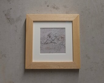 Hanmade wooden frame with ArtGlass and passe-partout