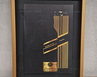 Marco de madera hecho a mano con publicidad antigua de Johnnie Walker Black Label