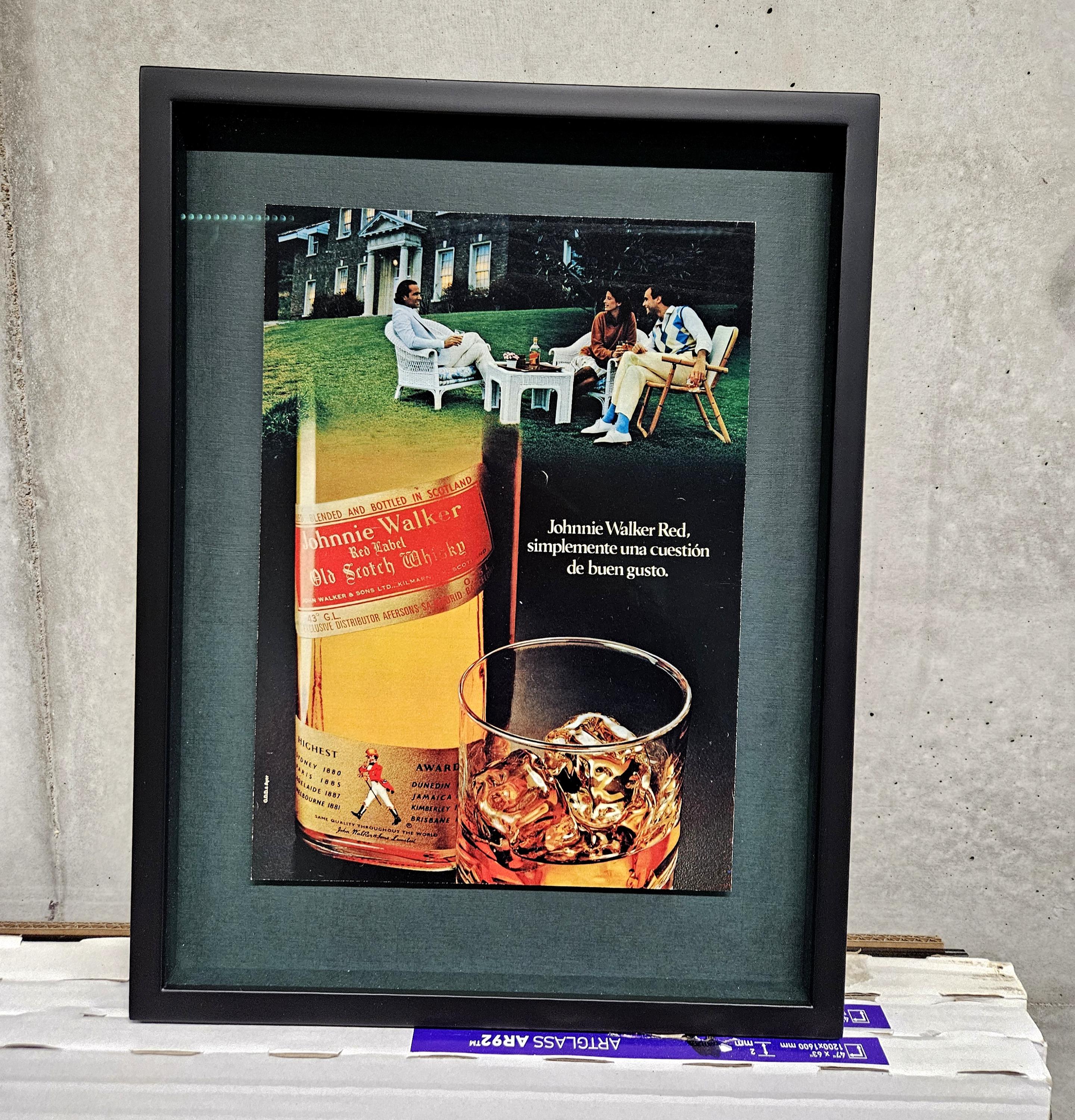 Johnnie Walker ジョニーウォーカー　額装　油絵風 ビンテージ ジョニーウォーカー 特大 油絵風看板 額縁 - メルカリ