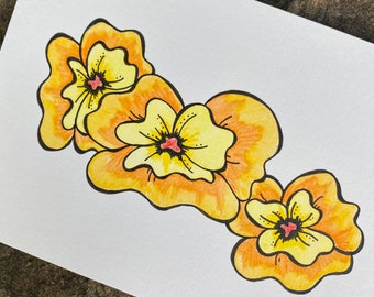 Watercolor Yellow Poppy Print (5” x 7”)