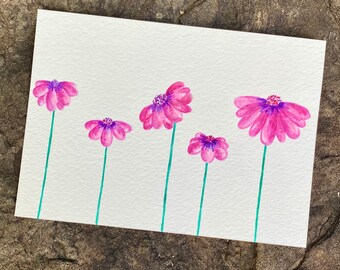 Watercolor Pink Poppy Print (5” x 7”)
