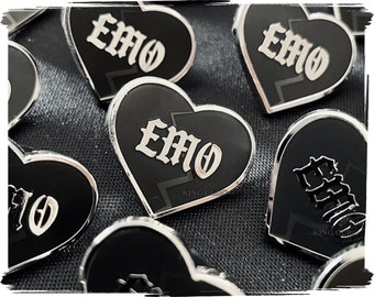 Elder Emo Enamel Pin Hard Enamel Nickel-free Brooch Goth Black Heart Badge  