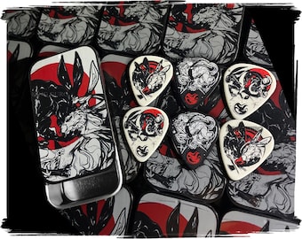King Guro: Rabbit Guitar Pick Tin | Includes 6 Heavy Picks