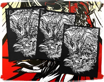 King Guro: Raven Crow Patch | Screen Printed Patches | Hand Sew Fabric Patches